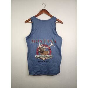 Vintage Helena Montana Shirt Tank Tee Wilderness Blue Elk 90s Sleeveless Small